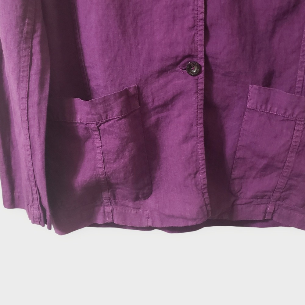 SOLDEtro Milano Purple 100% Linen Button Up Shirt Jacket Shacket Wns Sz 40 (S/4) - Picture 4 of 11